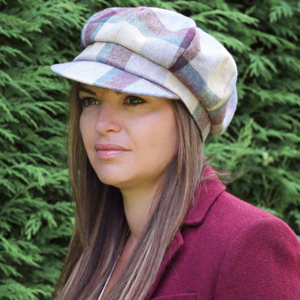 The Hat Shop Ladies Proppa Toppa Checked Wool Baker Boy Cap Lifestyle