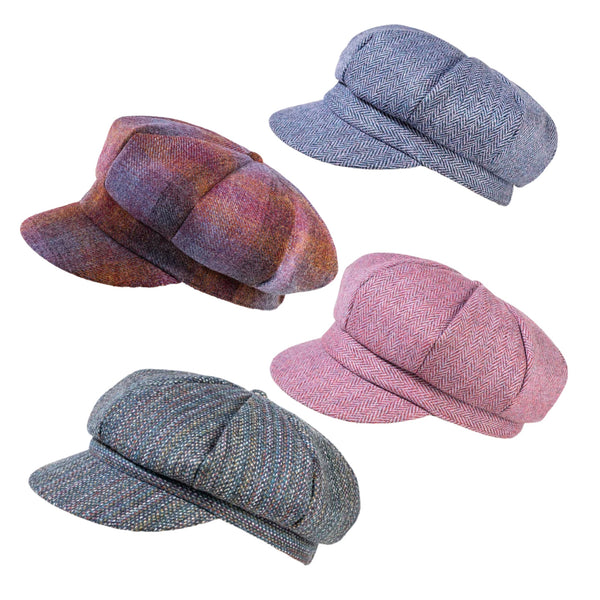 The Hat Shop Ladies Proppa Toppa Tweed Wool Baker Boy Cap