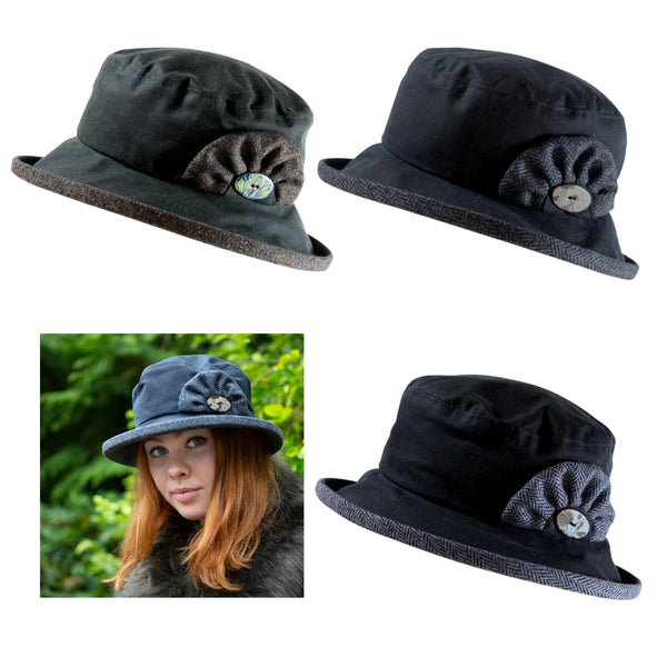 The Hat Shop Ladies Proppa Toppa Waxed Cotton Small Brim