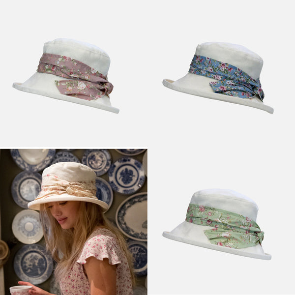 The Hat Shop Proppa Toppa Damask Pattern Boned Hat with Floral Sash