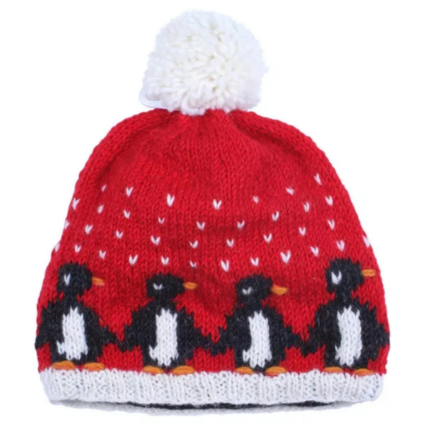 The Hat Shop Pachamama Penguin Christmas Wool Bobble Beanie Hat