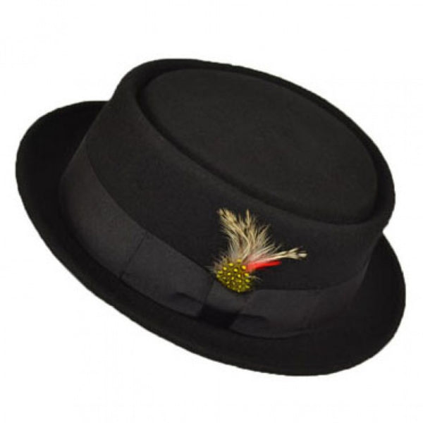 The Hat Shop Wool Felt Pork Pie Hat Black