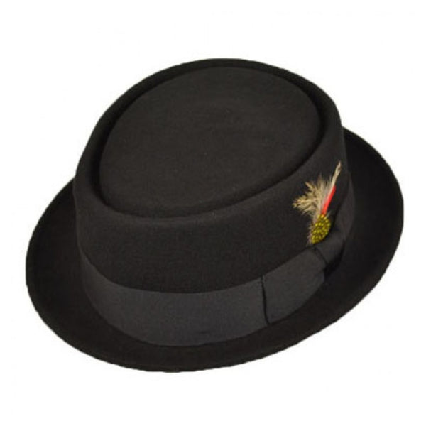 The Hat Shop Wool Felt Pork Pie Hat Black
