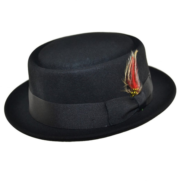The Hat Shop Wool Felt Pork Pie Hat Black