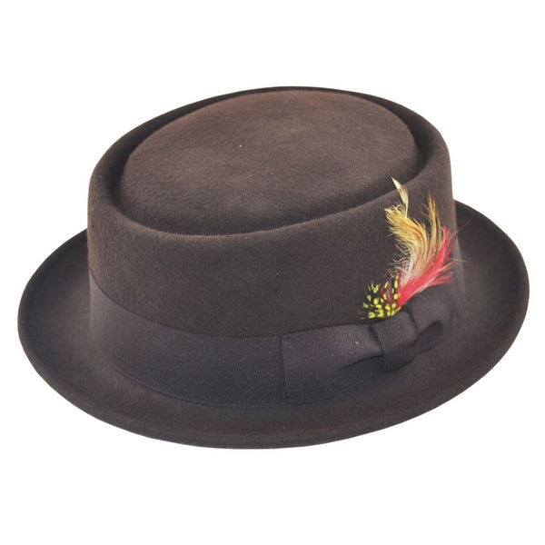 The Hat Shop Wool Felt Pork Pie Hat Brown