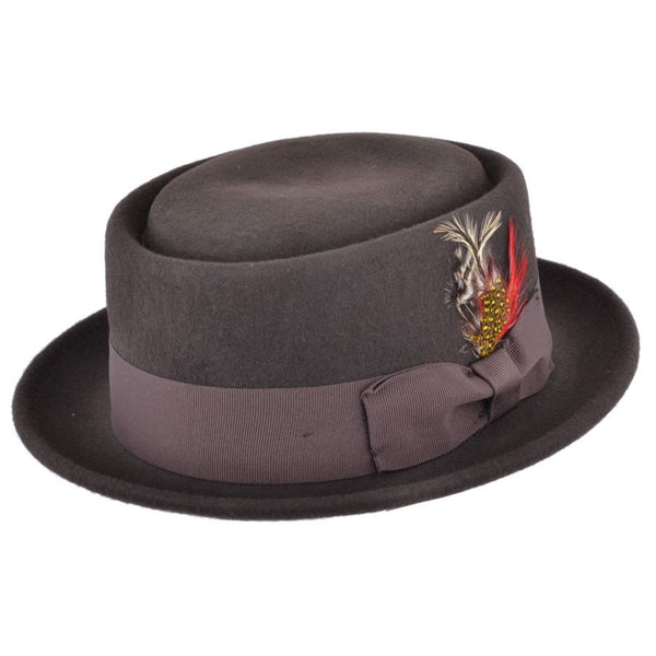 The Hat Shop Wool Felt Pork Pie Hat Brown