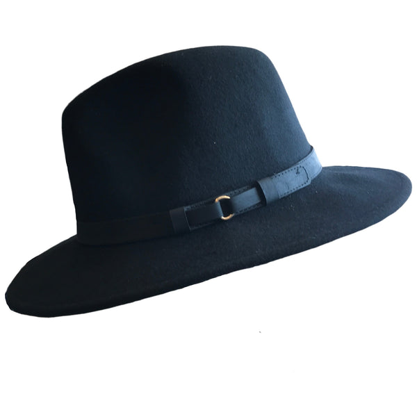 The Hat Shop Wool Wide Brim Fedora Black