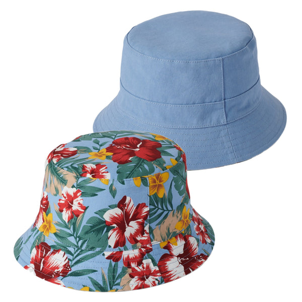 The Hat Shop Failsworth 100% Cotton Reversible Bucket Hat 'Sky'