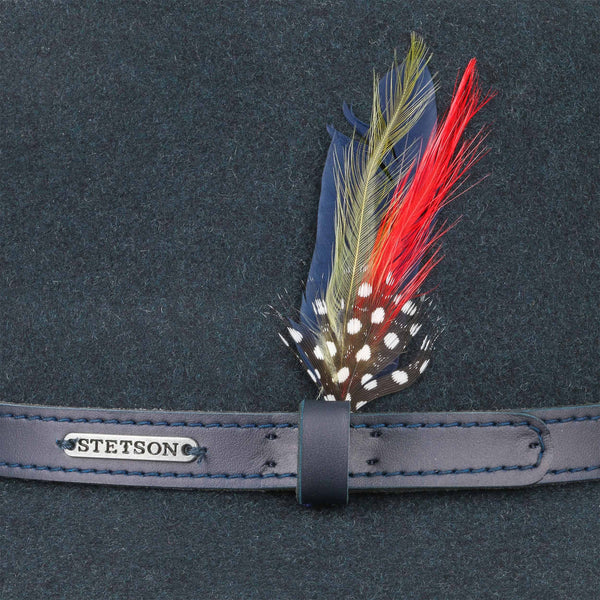 The Hat Shop Stetson Powell Traveller Fedora feather detail