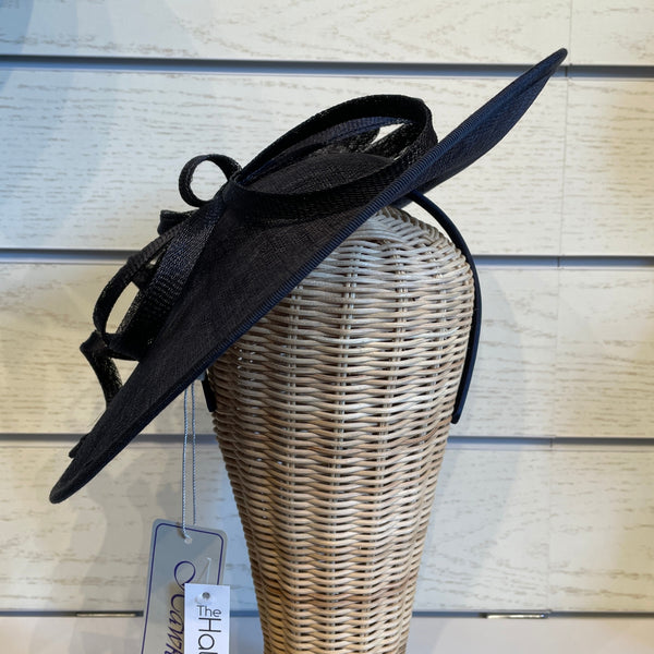 The Hat Shop Sinamay Large Disc Flower & Twist Navy