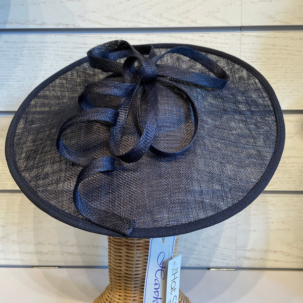 The Hat Shop Sinamay Large Disc Flower & Twist Navy