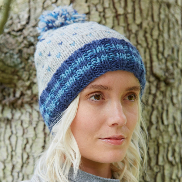 The Hat Shop Pachamama Bantry Bay Wool Bobble Beanie Hat Blue