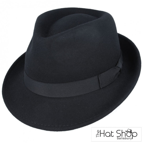 The Hat Shop Wool Felt Trilby Black