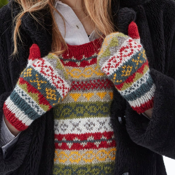 The Hat Shop Ladies Pachamama Finisterre Lined Wool Mittens Rust