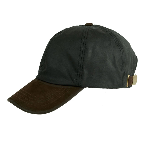 The Hat Shop Heather 'Hamilton' British Waxed Leather Peak Baseball Cap Black