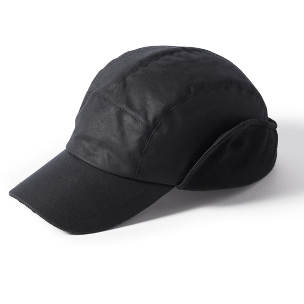 Failsworth Lumber Waxed Cotton Baseball Cap with Earflaps Black