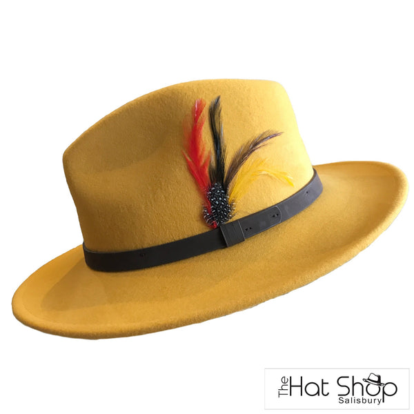 The Hat Shop Maz 100% Wool Fedora Mustard