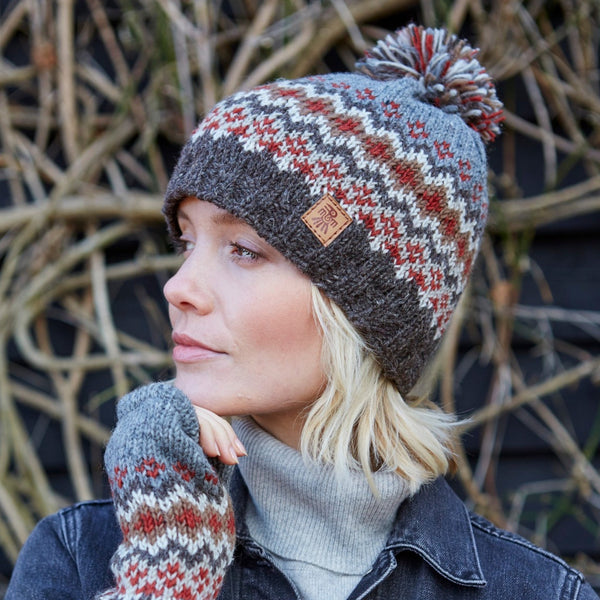 The Hat Shop Pachamama Elgin Wool Bobble Beanie Hat Grey