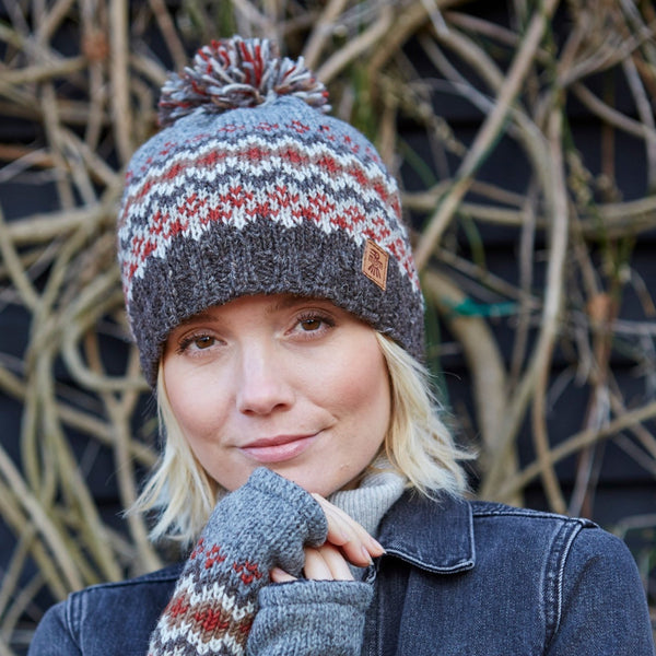 The Hat Shop Pachamama Elgin Wool Bobble Beanie Hat Grey