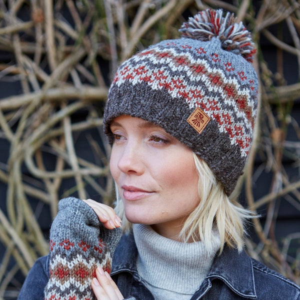 The Hat Shop Pachamama Elgin Wool Bobble Beanie Hat Grey