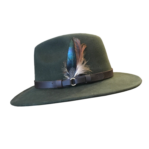 The Hat Shop Denton Wide Brim Fedora Green