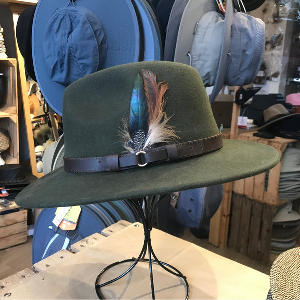 The Hat Shop Denton Wide Brim Fedora Green