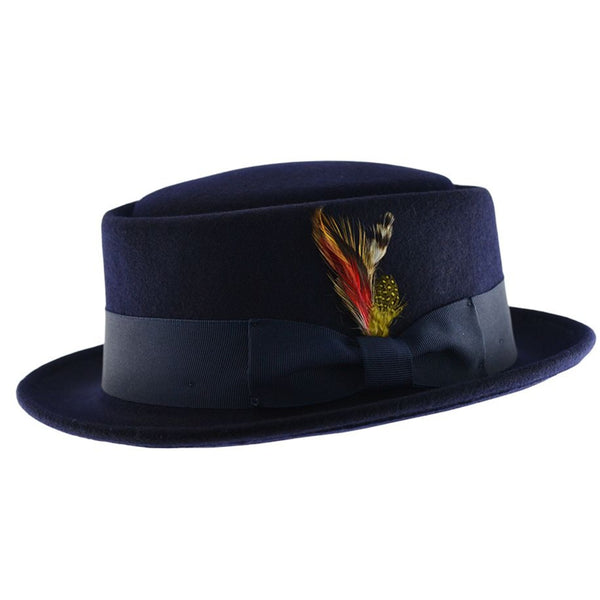 The Hat Shop Wool Felt Pork Pie Hat Navy