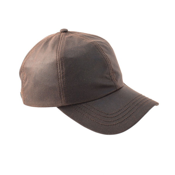 The Hat Shop British Wax Cotton Water Resistant Baseball Cap Brown