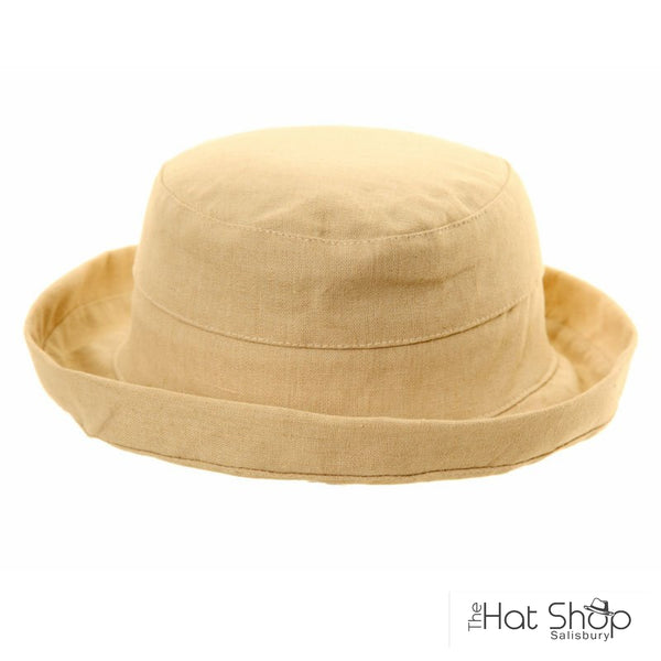 The Hat Shop Ladies Short Brim Linen Hat Lemon