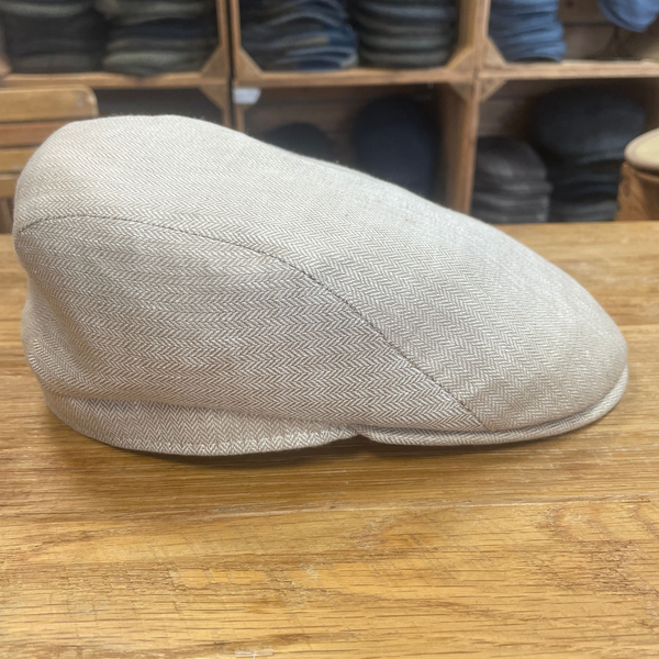 The Hat Shop City Sport 100% Linen Flat Cap Natural