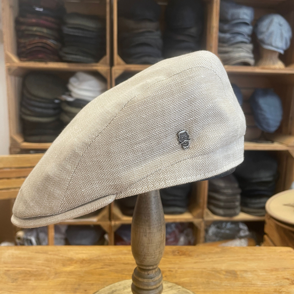 The Hat Shop City Sport 100% Linen Flat Cap Natural
