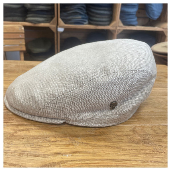 The Hat Shop City Sport 100% Linen Flat Cap Natural