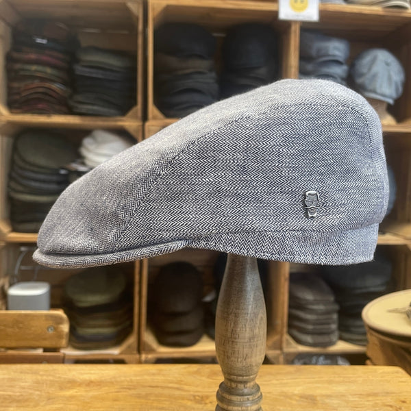 The Hat Shop City Sport 100% Linen Flat Cap in Blue