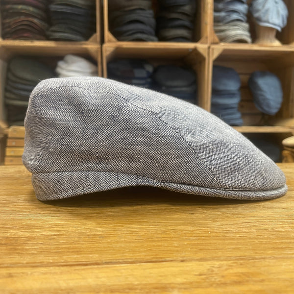 The Hat Shop City Sport 100% Linen Flat Cap in Blue