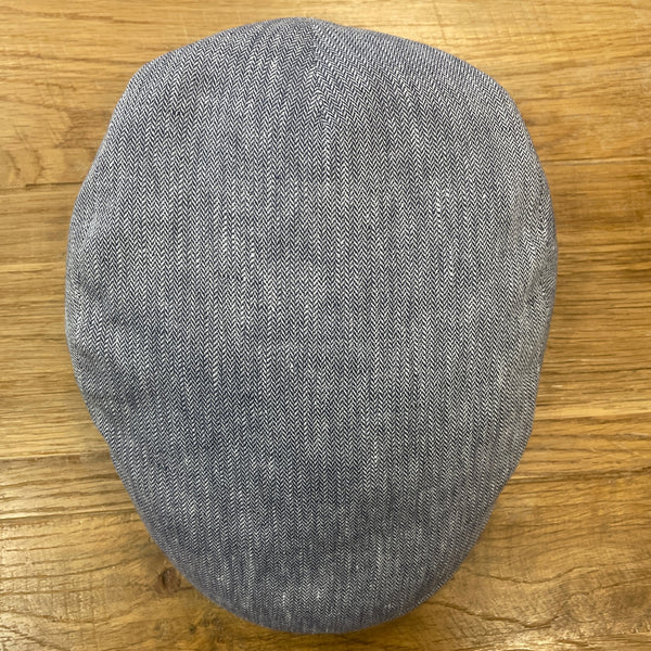 The Hat Shop City Sport 100% Linen Flat Cap in Blue