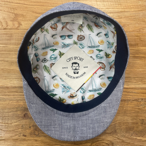 The Hat Shop City Sport 100% Linen Flat Cap in Blue