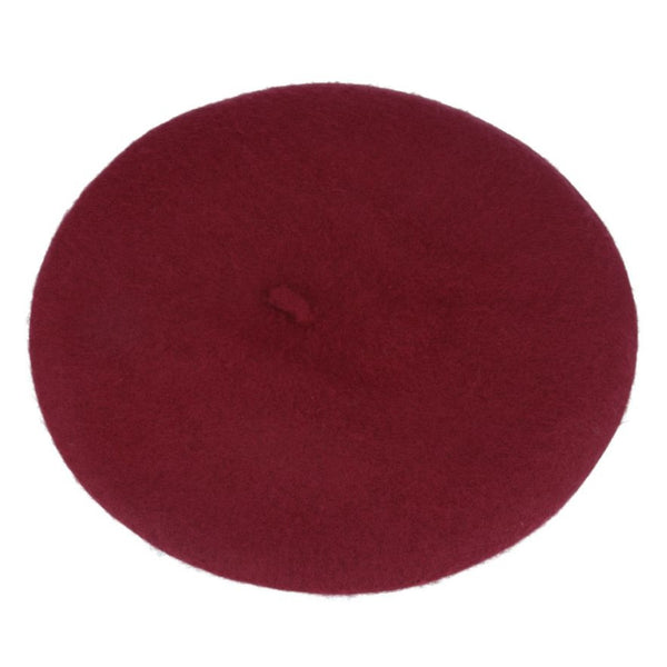 The Hat Shop 100% Wool Beret Burgundy
