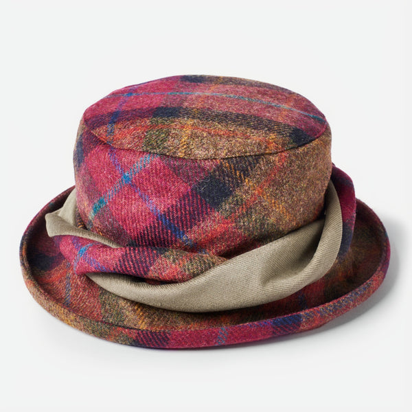 The Hat Shop Ladies Failsworth British Wool Tweed Hat Pink