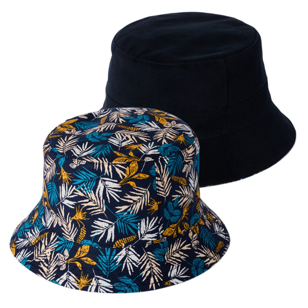 The Hat Shop Failsworth 100% Cotton Reversible Bucket Hat 'Navy'