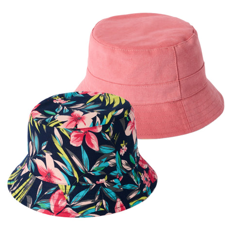 The Hat Shop Failsworth 100% Cotton Reversible Bucket Hat 'Salmon'