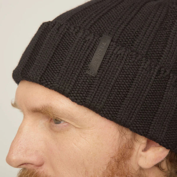 The Hat Shop Tilley Chunky Ribbed Merino Wool Beanie Black