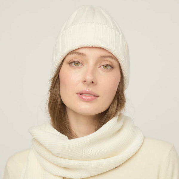 The Hat Shop Tilley Merino Wool Chunky Ribbed Beanie Cream