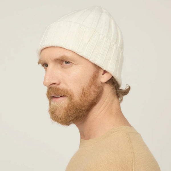 The Hat Shop Tilley Merino Wool Chunky Ribbed Beanie Cream