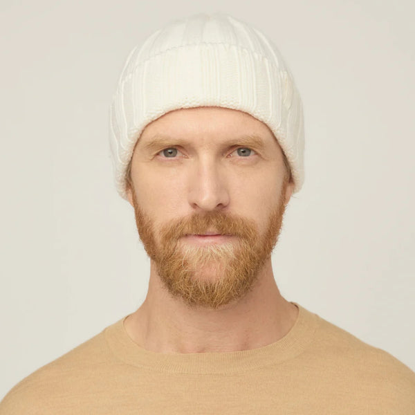 The Hat Shop Tilley Merino Wool Chunky Ribbed Beanie Cream