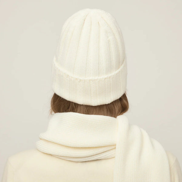 The Hat Shop Tilley Merino Wool Chunky Ribbed Beanie Cream