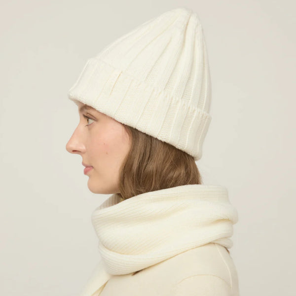 The Hat Shop Tilley Merino Wool Chunky Ribbed Beanie Cream