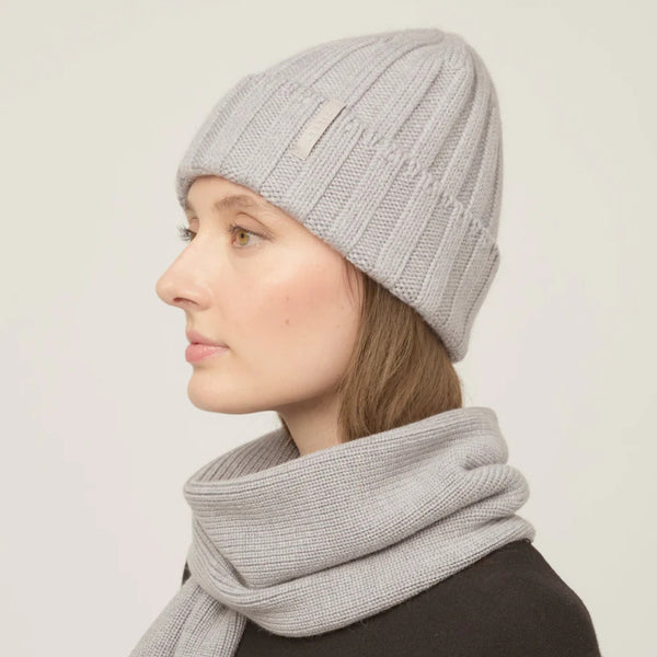 The Hat Shop Tilley Chunky Ribbed Merino Wool Beanie Grey