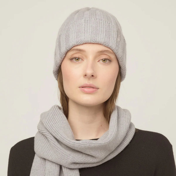 The Hat Shop Tilley Chunky Ribbed Merino Wool Beanie Grey