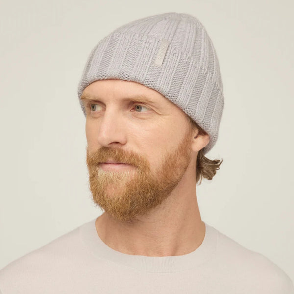 The Hat Shop Tilley Chunky Ribbed Merino Wool Beanie Grey