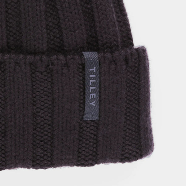 The Hat Shop Tilley Chunky Merino Wool Ribbed Beanie Hat Navy